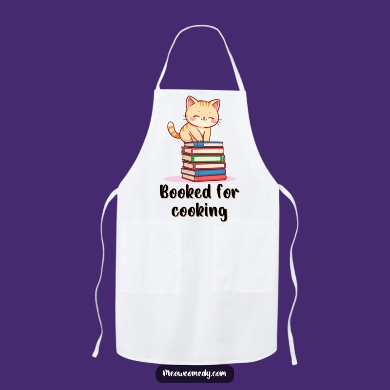 Funny Kawaii Cat Book Balance Apron: Cook with Cute, Wobbly Charm