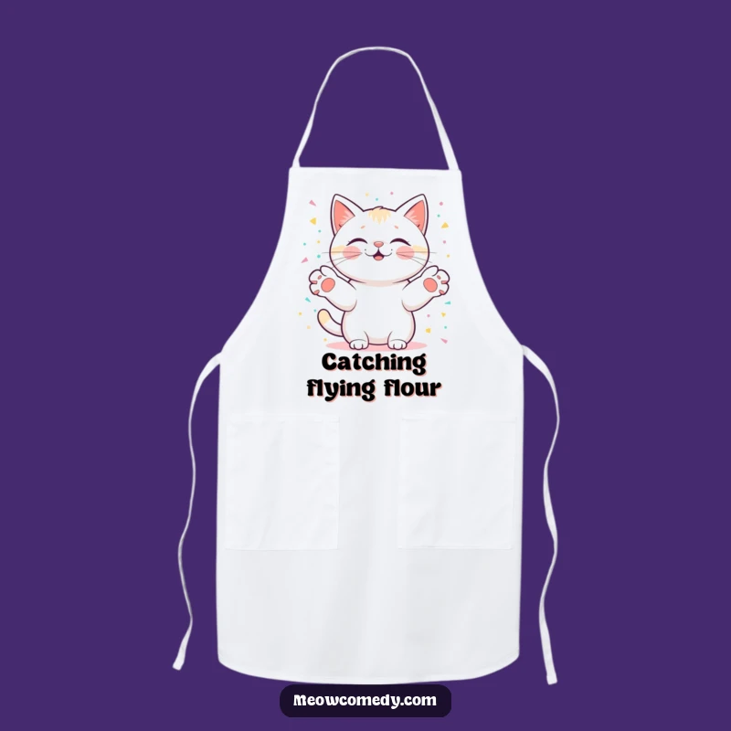 Funny Kawaii Cat Confetti Apron: Kitchen Party, Chef Gift