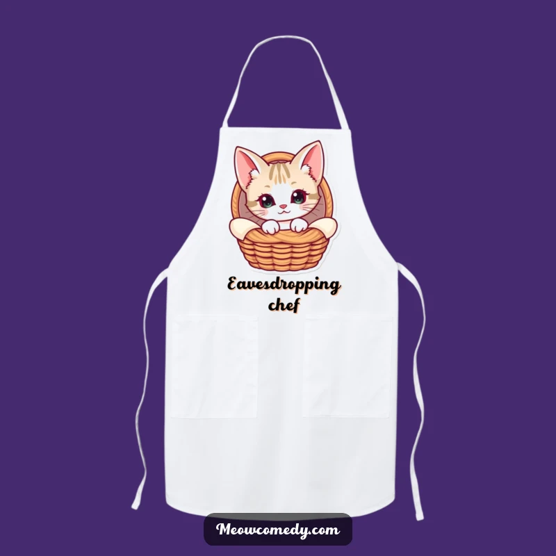 Funny Kawaii Cat Basket Apron - Cozy Kitchen Helper, Cute Pet Gift