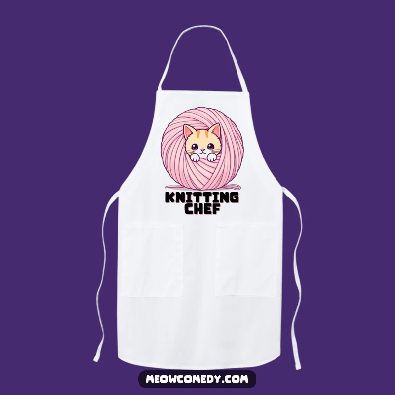 Funny Kawaii Cat Yarn Apron: Playful Kitchen Hideaway Gift