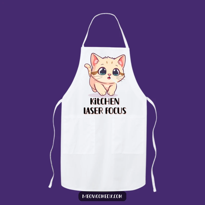Funny Kawaii Cat Laser Dot Apron - Playful Cooking, Cute Kitchen Gift