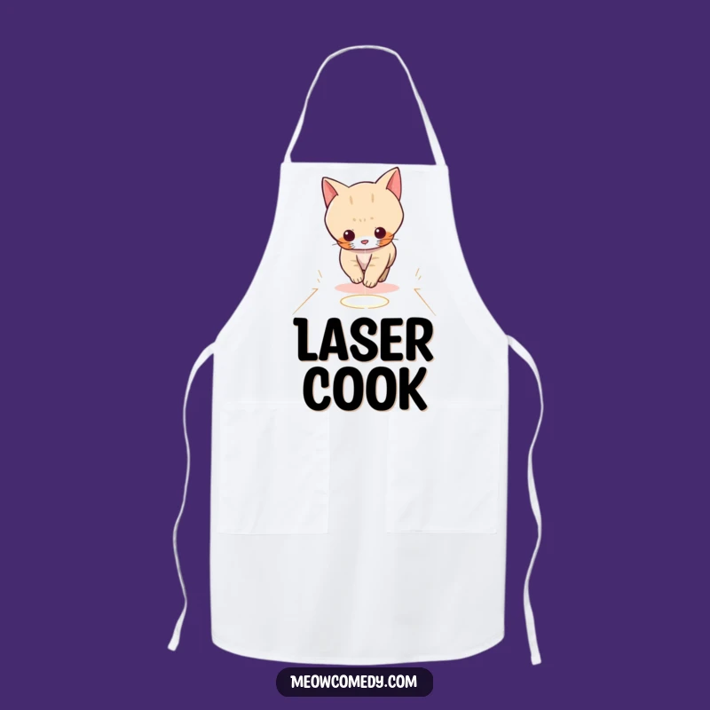 Funny Kawaii Cat Laser Apron: Playful Kitchen Chase Gift