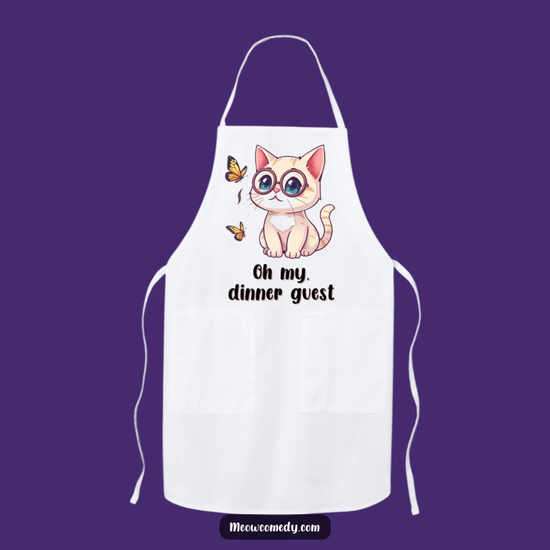 Funny Kawaii Cat Monocle Apron: Elegant Kitchen, Chef Gift
