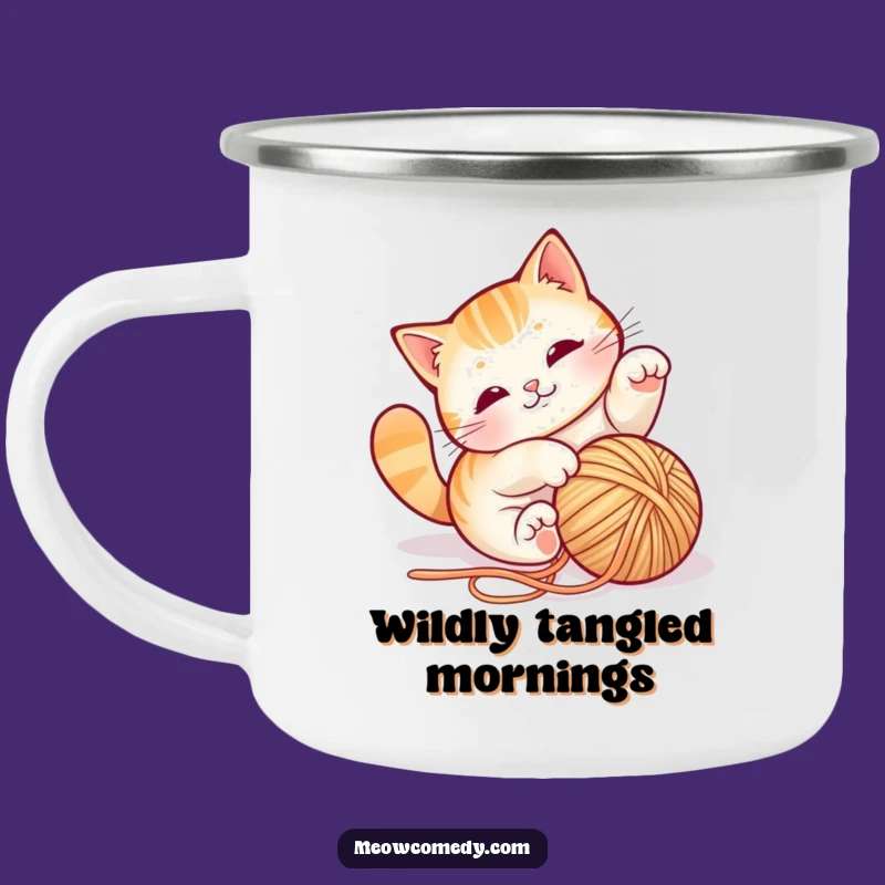 Funny Cat Yarn Camping Mug - Adventure Fuelled by Feline Fun