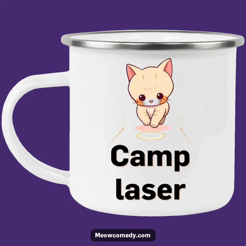 Funny Kawaii Cat Laser Camping Mug: Playful Outdoor Chase Gift