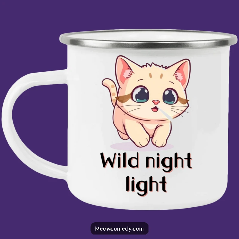 Funny Kawaii Cat Laser Dot Camping Mug - Adventure Chase, Outdoor Pet Gift