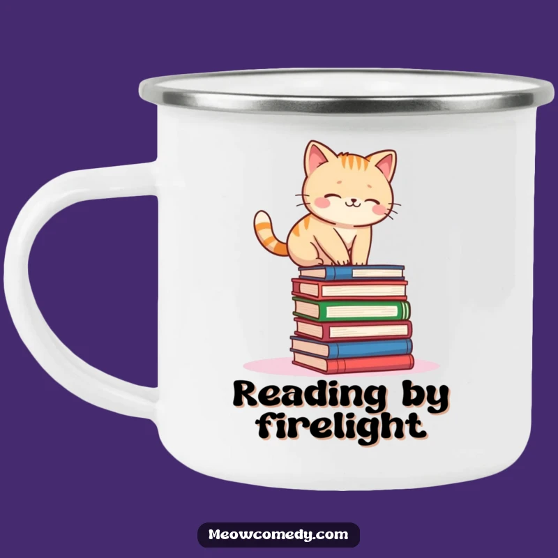 Funny Kawaii Cat Book Balance Camping Mug: Fuel Your Adventures with Humor