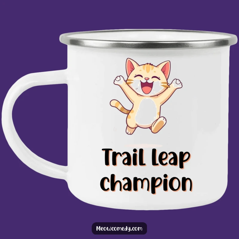 Funny Cat Leap Camping Mug: Adventure Ready Cat