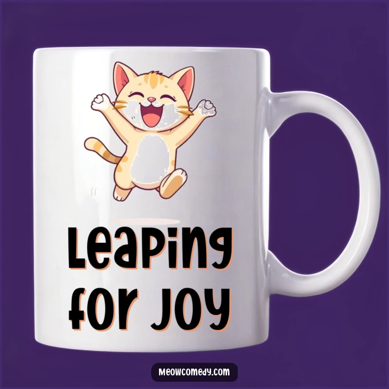 Funny Energetic Cat Leap Mug: Joyful Pet Lover Gift
