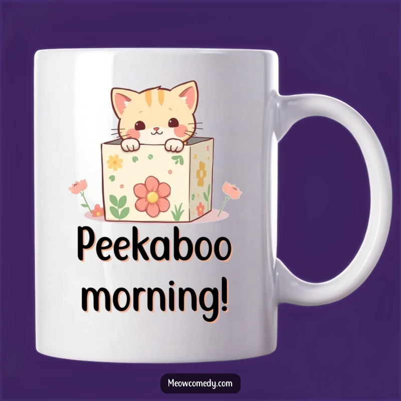 Funny Kawaii Cat Box Mug: Whimsical Peek, Surprising Gift