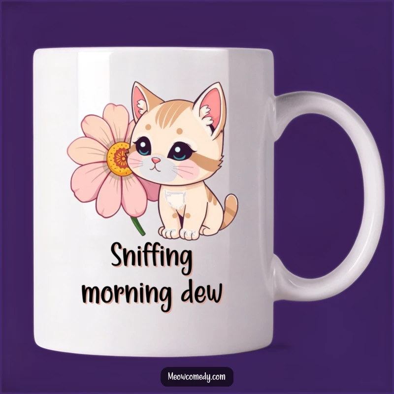 Funny Cat Flower Sniff Mug - A Curious & Hilarious Gift for Cat Lovers