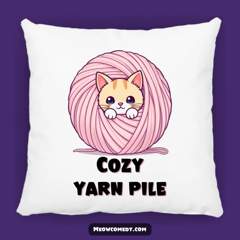 Cozy Funny Kawaii Cat Yarn Pillow: Playful Comfort Gift
