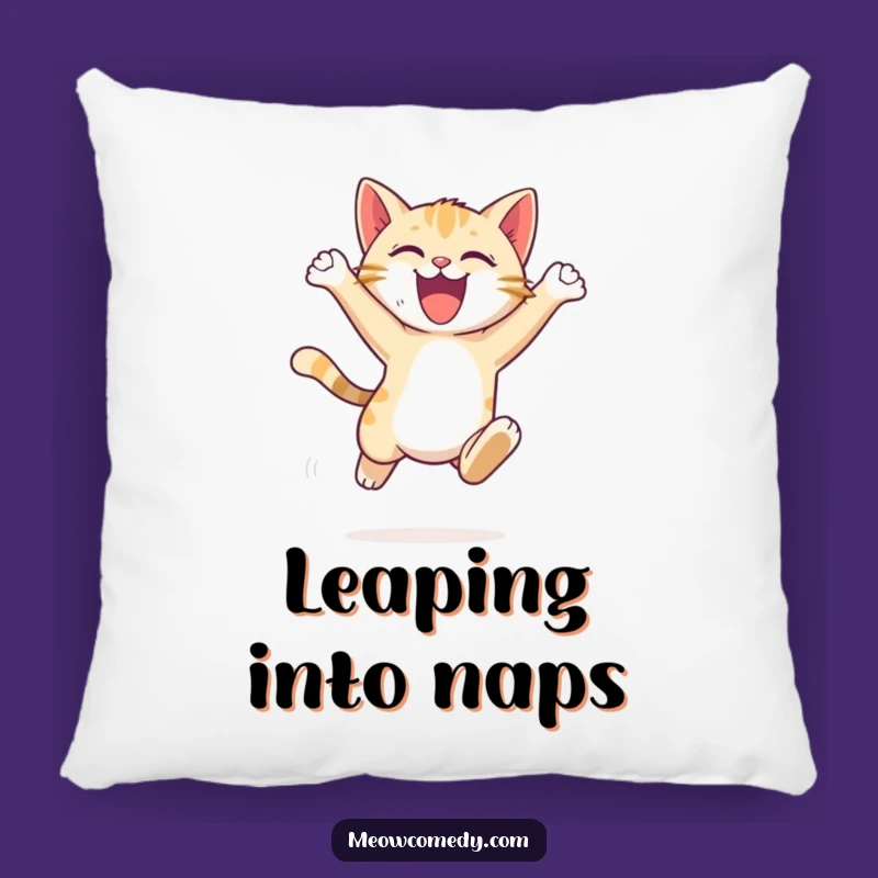 Funny Cat Leap Pillow: Cuddle Up With Energy