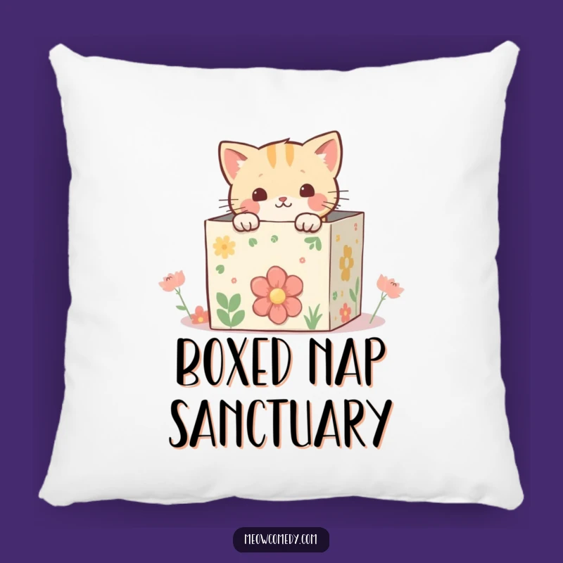 Funny Kawaii Cat Box Pillow: Cozy Peek, Cute Gift