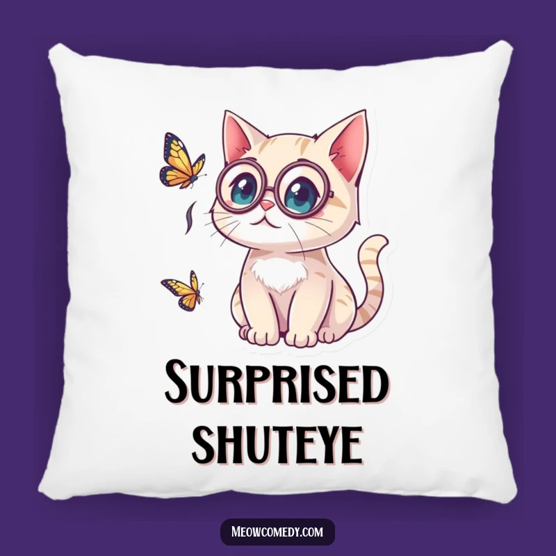 Funny Kawaii Cat Monocle Pillow: Cozy Surprise, Cute Gift