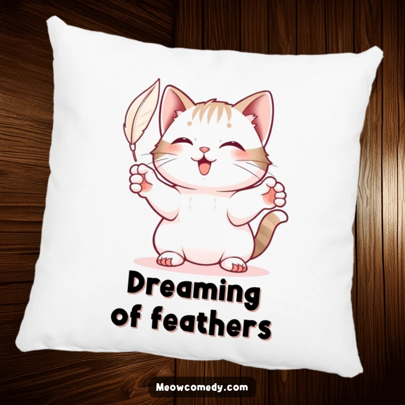 Funny Cat Pillow: A plush pillow showing a cat's extended paws reaching to playfully bat a feather.