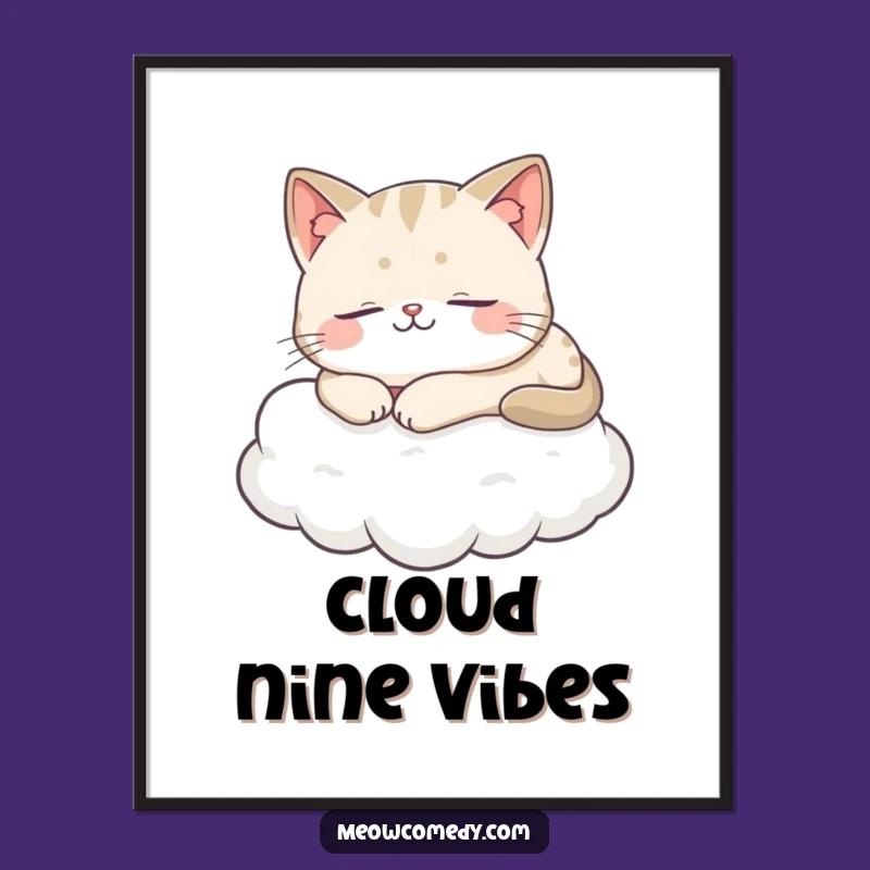 Funny Cat Cloud Nap Digital Print - Peaceful & Hilarious Art Gift