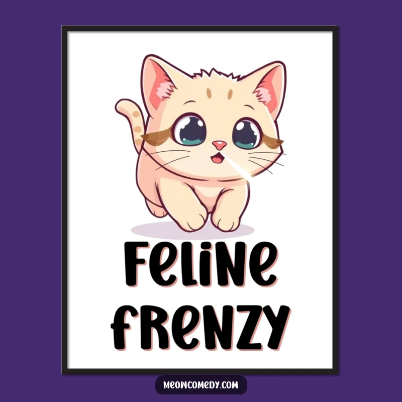 Funny Kawaii Cat Laser Dot Digital Art - Playful Decor, Instant Pet Gift