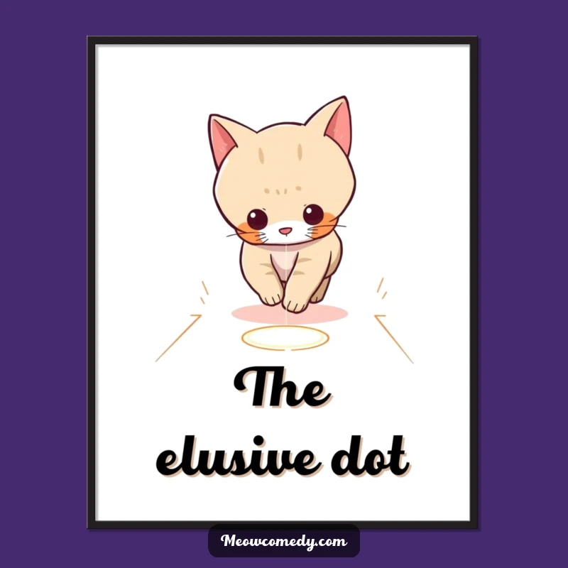 Funny Kawaii Cat Laser Digital Art: Playful Chase Print Gift