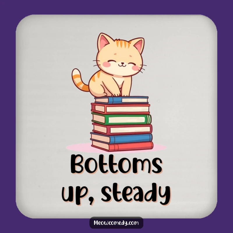 Funny Kawaii Cat Book Balance Drink Coaster: Protect Surfaces with Cute Wobbles