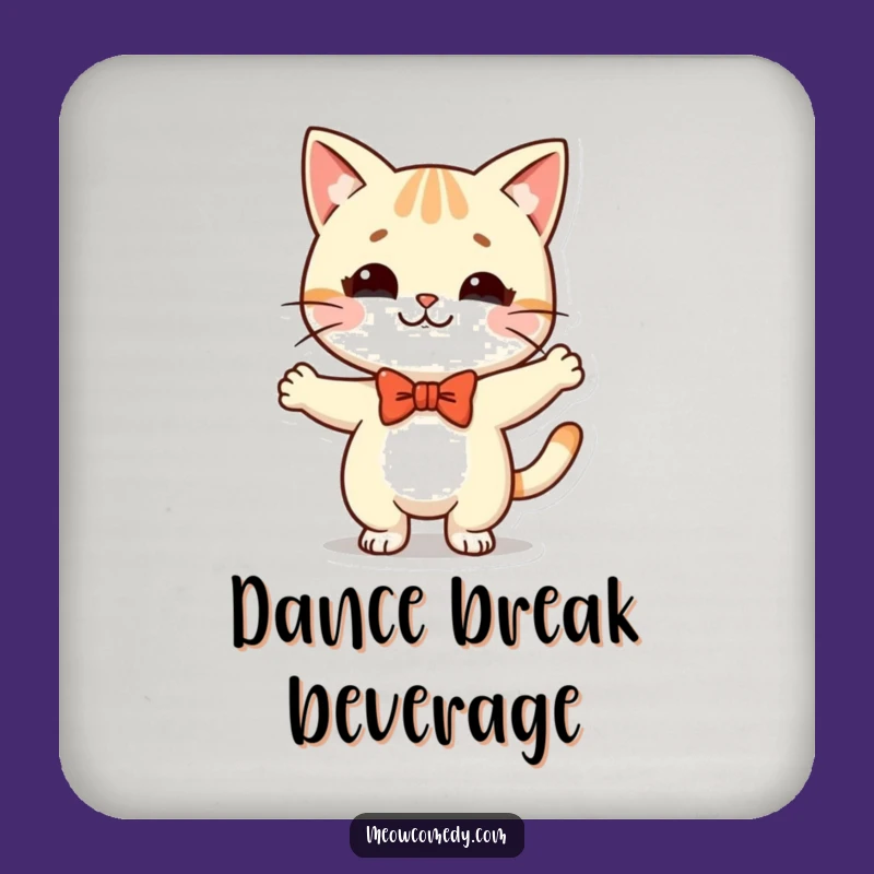 Funny Kawaii Cat Dance Coaster Set: Protect Surfaces Joyfully