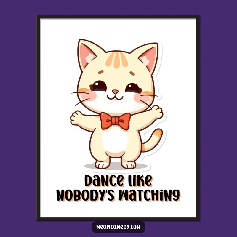 Funny Kawaii Cat Dance Poster: Whimsical Wall Decor Gift