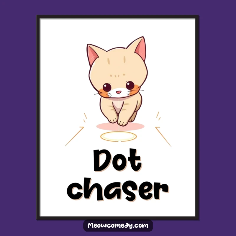 Funny Kawaii Cat Laser Poster: Playful Chase Wall Art Gift