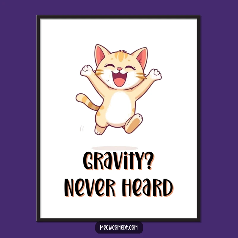 Funny Cat Leap Poster: Dynamic Wall Art Gift