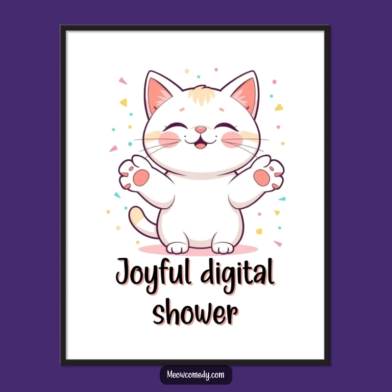 Funny Kawaii Cat Confetti Poster: Joyful Art, Party Gift