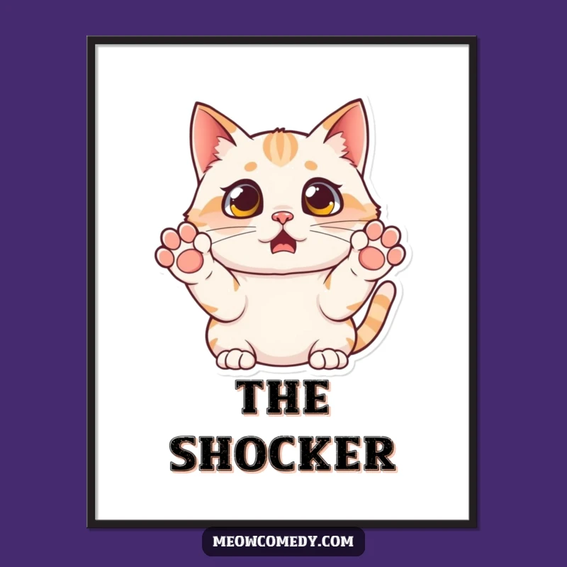 Funny Surprised Cat Poster - Dramatic Feline Reactions for Your Walls