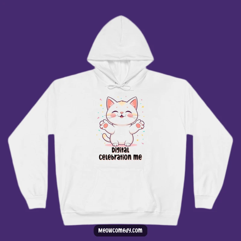 Funny Kawaii Cat Confetti Hoodie: Cozy Celebration, Warm Gift