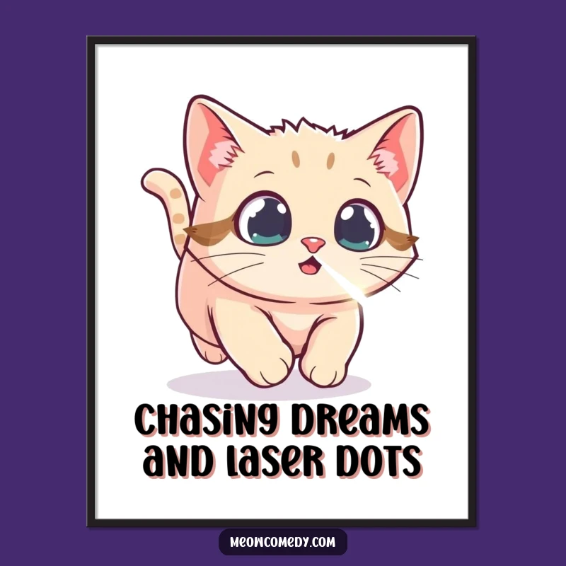 Free Printable Wall Art: Funny Cat Chasing Laser Dot - Playful Decor