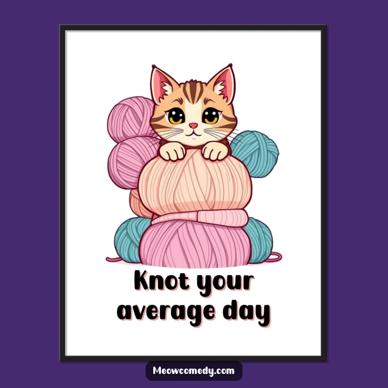 Funny Free Printable Cat Wall Art: Yarn Stack Peek - Quirky Downloadable Decor