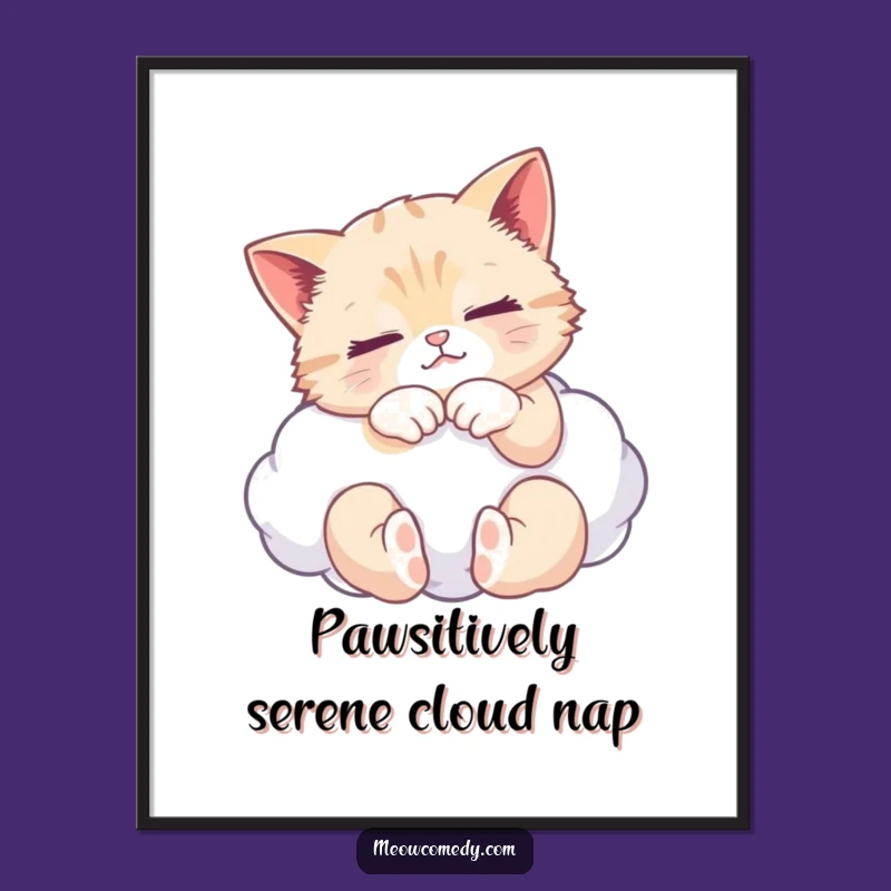 Free Printable Wall Art: Funny Cat Kneading Cloud, Hilarious Downloadable Home Decor
