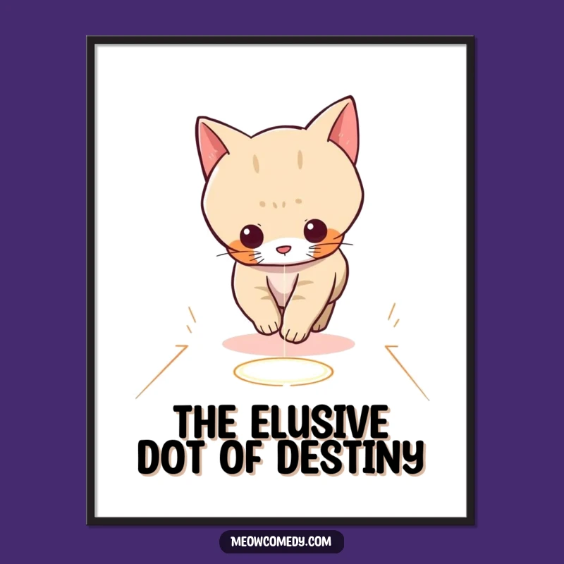 Funny Free Printable Wall Art: Kawaii Cat Laser Chase - Energetic Decor Gift