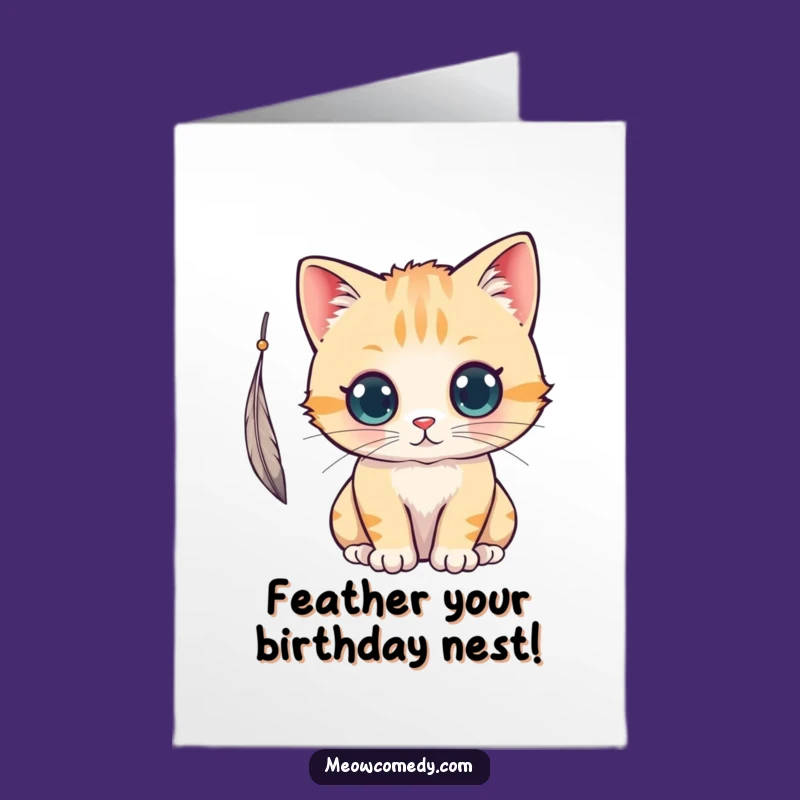 Free Printable Birthday Card: Funny Cat Chasing Fun - Downloadable Gift