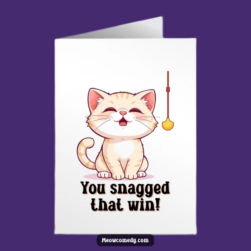 Free Printable Congrats Card: Cat Playing - Funny Downloadable Celebration