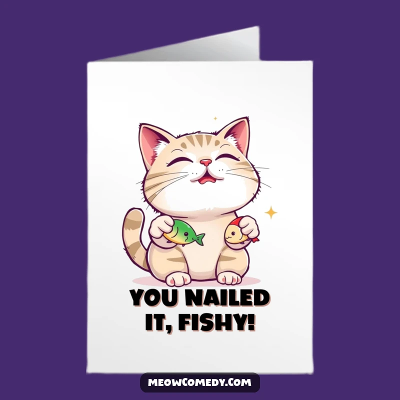 Free Printable Congrats Card: Juggling Cat's Triumph, Hilarious Downloadable Gift