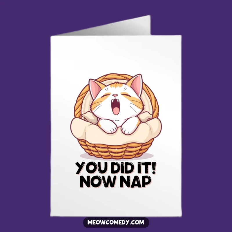 Free Printable Congrats Card: Sleepy Cat Yawn - Funny Downloadable Gift