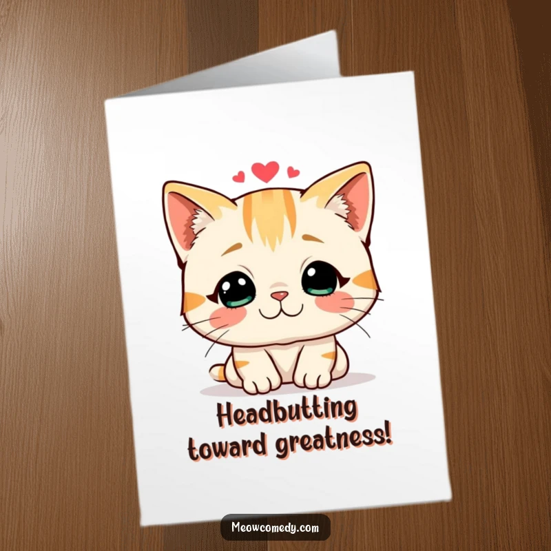 Funny Free Printable Congrats Card: A friendly cat gives a gentle headbutt, a loving downloadable gift.