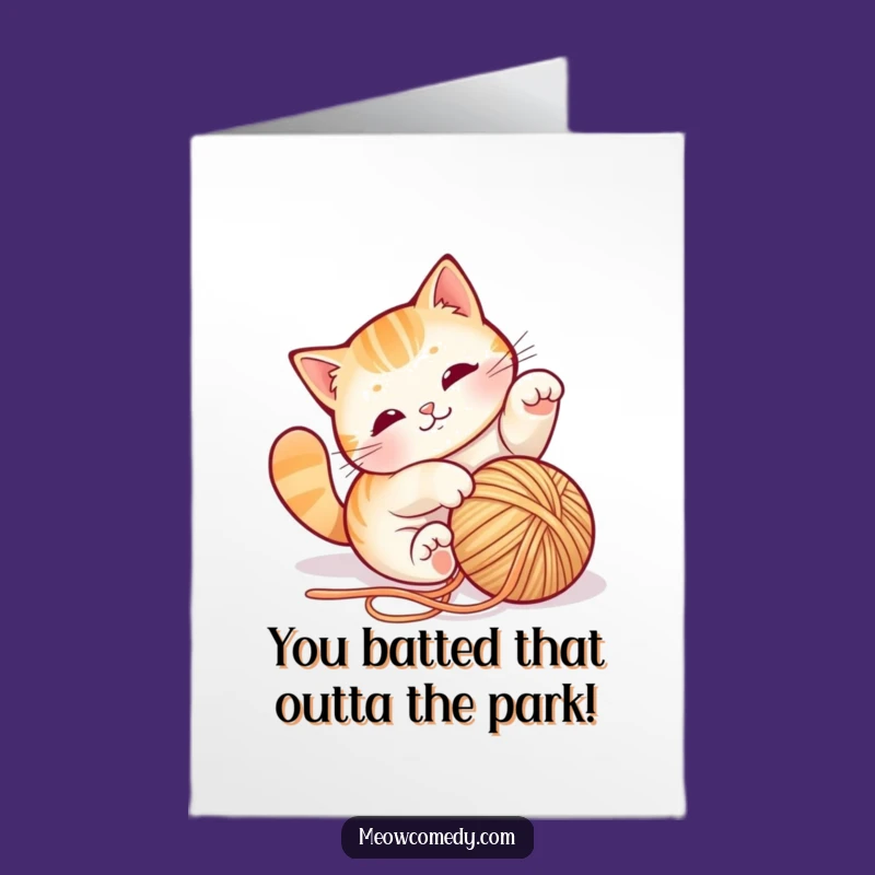 Free Printable Cat Yarn Congrats Card: Celebrate Success with this Humorous Downloadable