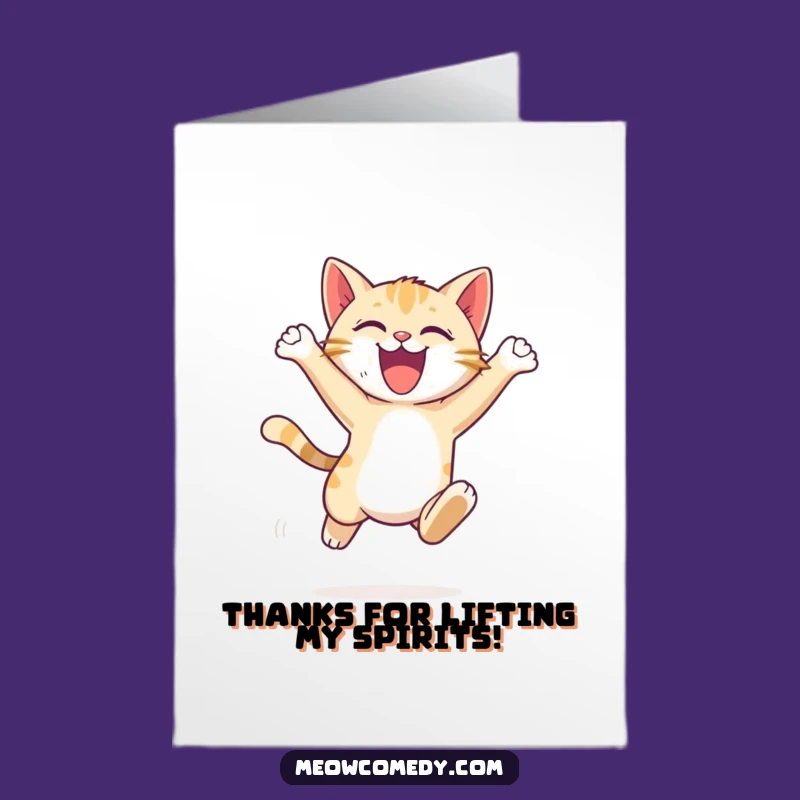 Free Printable Thank You Card: Energetic Cat Leap - Funny Cat