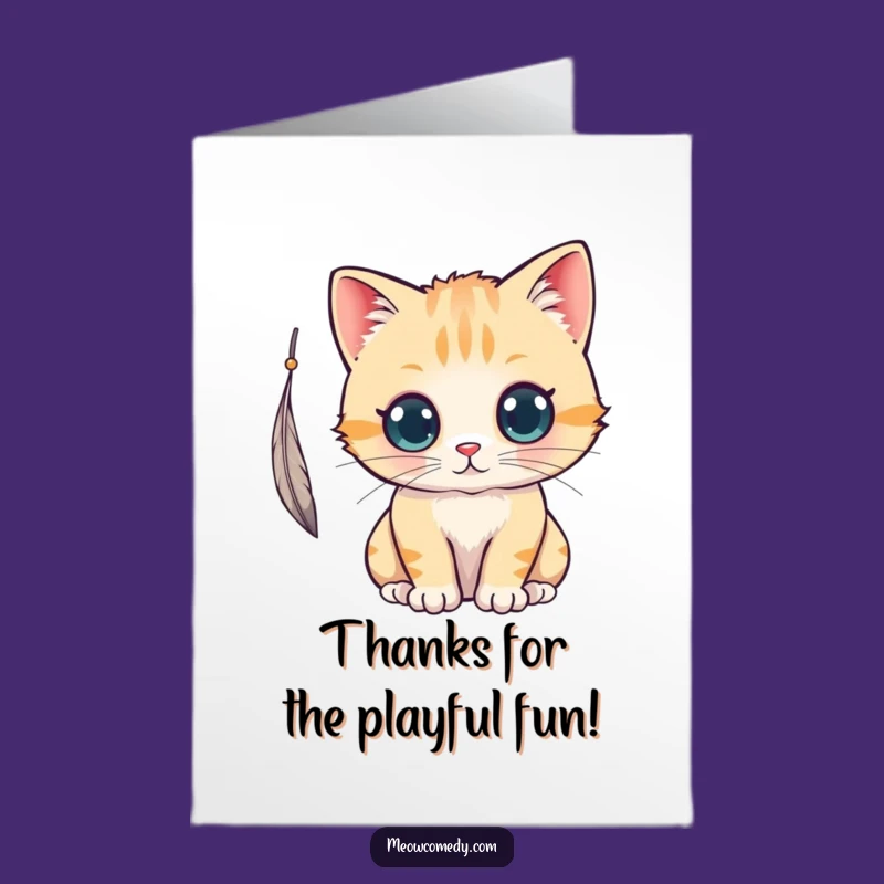 Free Printable Thank You Card: Funny Cat's Feathered Thanks - Downloadable Gift