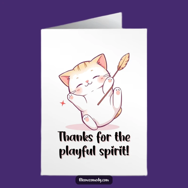 Free Printable Thank You Card: Playful Kawaii Cat Feather Fun Downloadable Gift