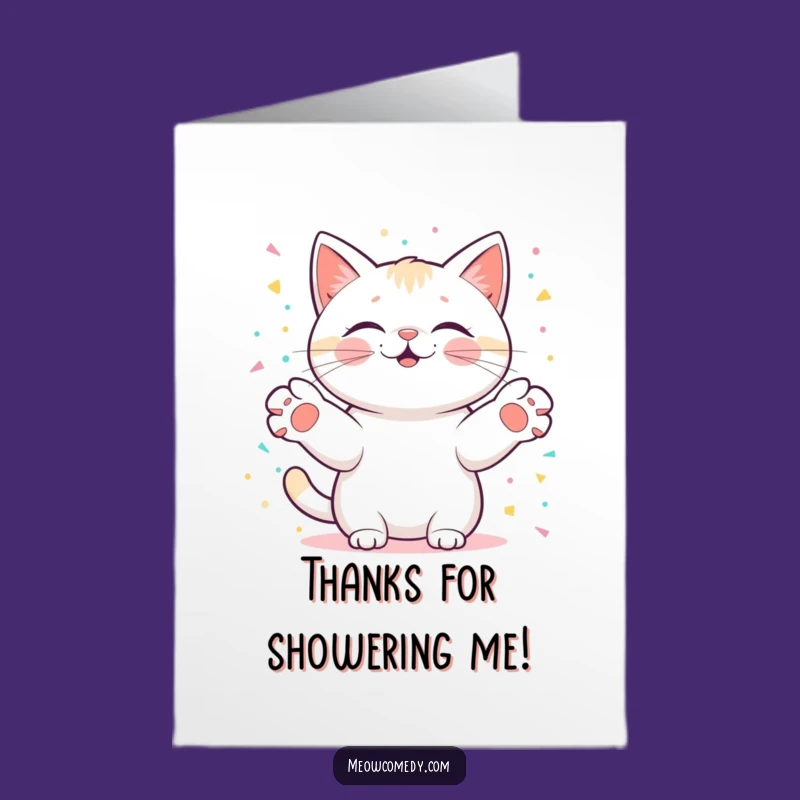 Free Printable Thank You Card: Kawaii Cat Confetti - Grateful Downloadable