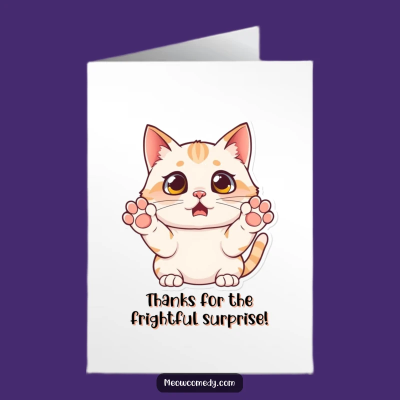 Free Printable Surprised Cat Thank You Card: Humorous Downloadable for Expressing Gratitude