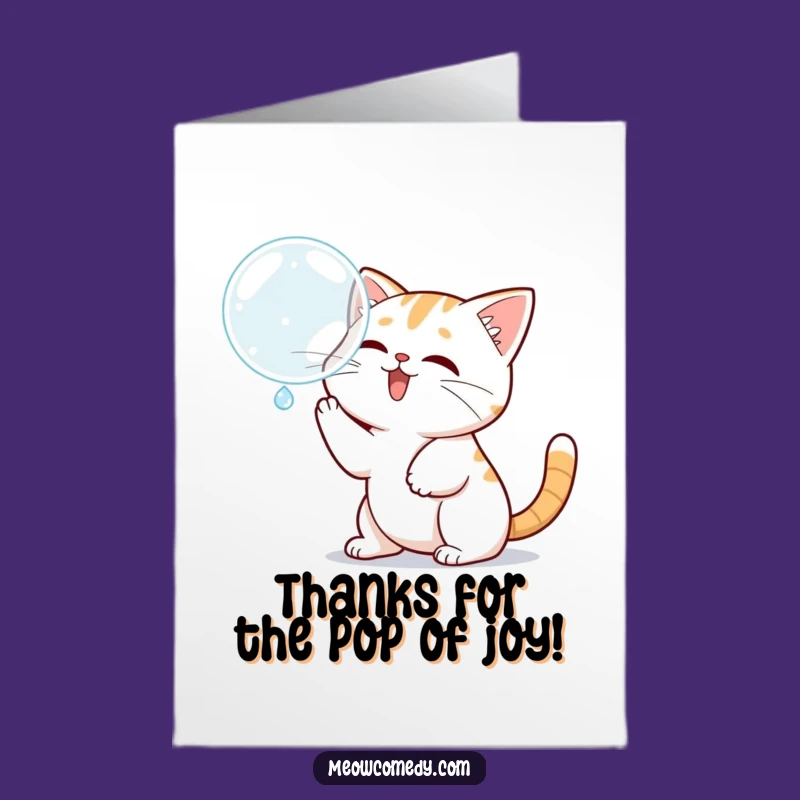 Free Printable Thank You Card: Playful Kawaii Cat Bubble Fun Downloadable Gift