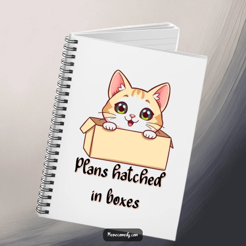 Funny Cat Notebook: A cute cat peeking from a box with big eyes, perfect for journaling your exciting thoughts.