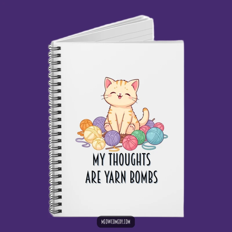 Funny Kawaii Cat Yarn Notebook, Perfect Gift for Journaling
