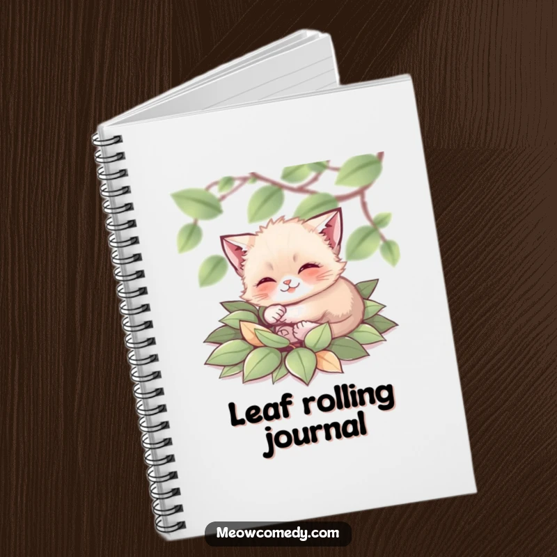 Funny Cat Notebook: A tiny cat happily rolling in leaves, perfect for journaling your autumnal thoughts.